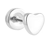 MOTIBACK Pendientes de corazón para niñas y mujeres – Pendientes de titanio plateados, diseño de corazón delicado para orejas sensibles