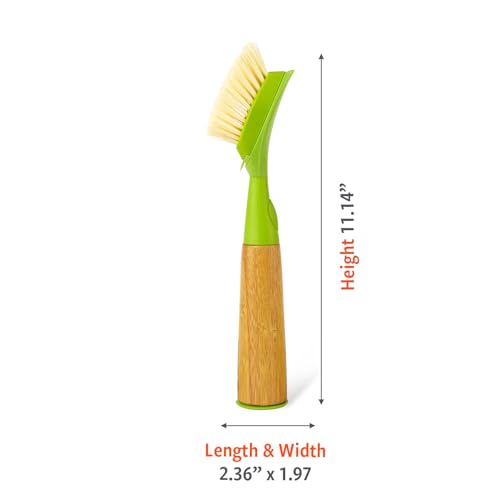 Image of Full Circle Suds Up, Soap Dispensing Dish Brush, Tough Plant-Fiber Bristles & Sustainable Bamboo Handle, Safe for Nonstick
