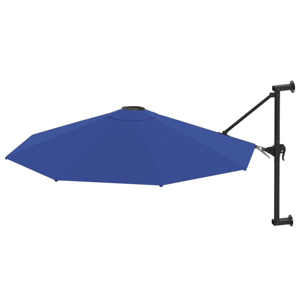 Sombrilla de Pared con Inclinación Ajustable, Parasol de Jardín con Mecanismo de Manivela y 8 Varillas de Acero, Tela de Poliéster con Protección UV y Poste Robusto