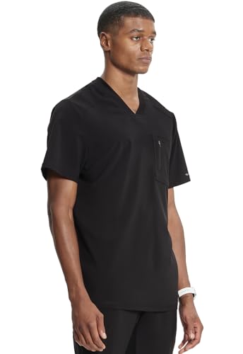 Image of Cherokee Infinity Mens Scrubs Top V-Neck Modern Fit 2 Pocket 360 Stretch