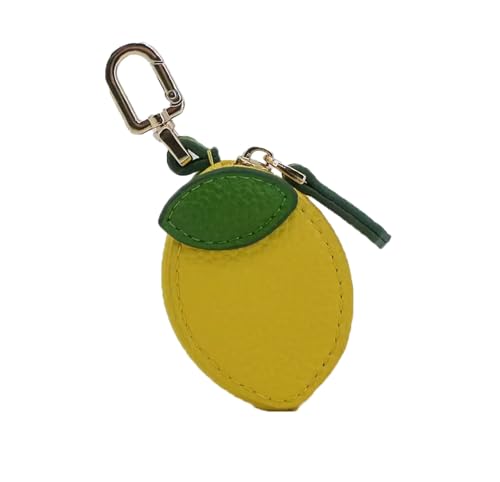 GOTHPICKUS Cute Fruit Leather Bag Charm Y2K Strawberry Keychain With Zipper Backpack Kawaii Cutecore Mini Purse, Small Lemon, One Size