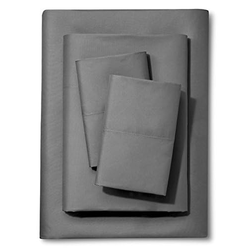 Full XL 100% Microfiber Double Brushed Sheet Set - Extra-Soft, Breathable & Wrinkle-Free - 15\" Deep Pockets, 54\" x 80\" - Ideal for Extra Long Full Beds - 4PC Set (Full XL, Dark Grey)