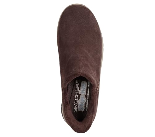 Skechers Women's EASY GOING - MODERN HOUR SUEDE Hands Free Slip-Ins, Scooped Collar Boot in full Suede, Chocolate, 7W