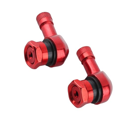 Tiges De Valve De Pneu De Roues en Aluminium 90% De Noir 2Pcs 11.3mm pour Les Pneus Tubeless Standard De Moto (Rouge) + Valve Coudée cb65