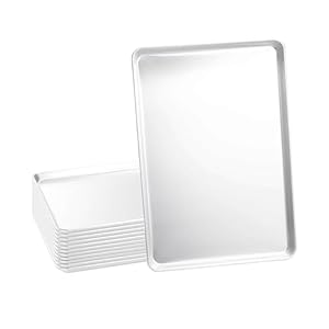 Tiger Chef Full Size 18 x 26 inch Aluminum Sheet Pan Commercial Bakery Equipment Cake Pans 19 Gauge 12 Pack