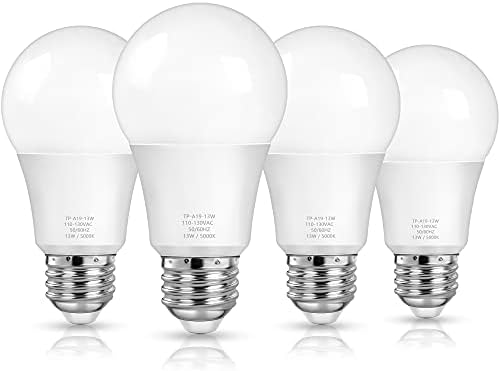 MAXvolador A19 LED Light Bulbs, 100 Watt Equivalent LED Bulbs, Daylight 5000K, 1500 Lumens, E26 Standard Base, Non-Dimmable, 13W Bright White LED Bulbs for Bedroom Living Room Home Office, 4-Pack