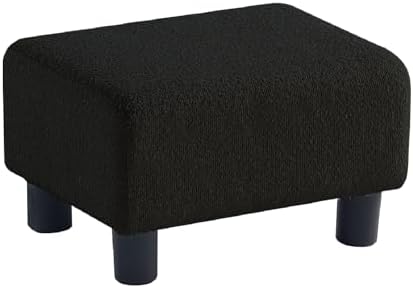 Get Set Style Foot Stools Ottoman Small Boucle Footrest Stool Upholstered Rectangular Step Stool with Legs Padded Accent Stools for Living Room, Bedroom, Office, Entryway, Sofa Couch