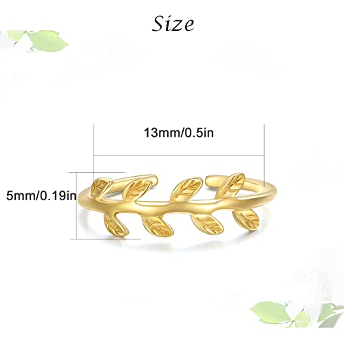 Solid 14Kt Yellow Gold Leaf Adjustable Open Toe Ring For Women | Cuff Toe Ring Fit Most Size For Spring, Summer #TOP6