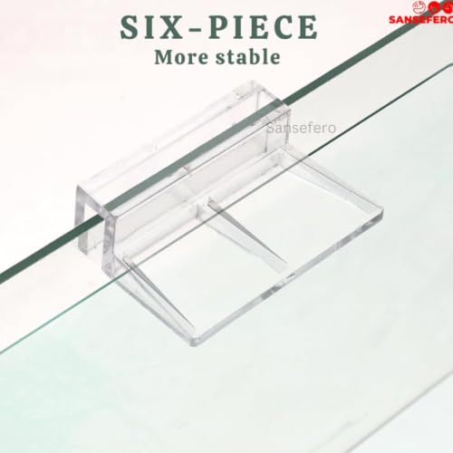 Image of SANSEFERO 5 MM Acrylic Aquarium Fish Tank Lid Cover Support Clip Clamp for Rimless Aquarium And Glass Top, Fish Tank Cover, Aquarium Hoods 6 Pieces ( White 2 Pcs Grid Divider 6 Pieces 5 MM Holder)