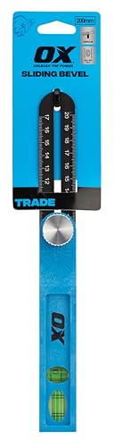 OX Tools Trade 200mm Sliding Bevel with Dual Axis Vials, Stainless Steel Blade, T Bevel Gauge Angle Finder for Carpentry
