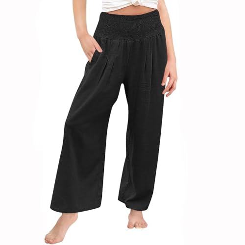 Girls' Plaid Wide Leg Pants Loose High Waist Elastic Waist Trousers Trendy Slant Pocket Sweatpants3