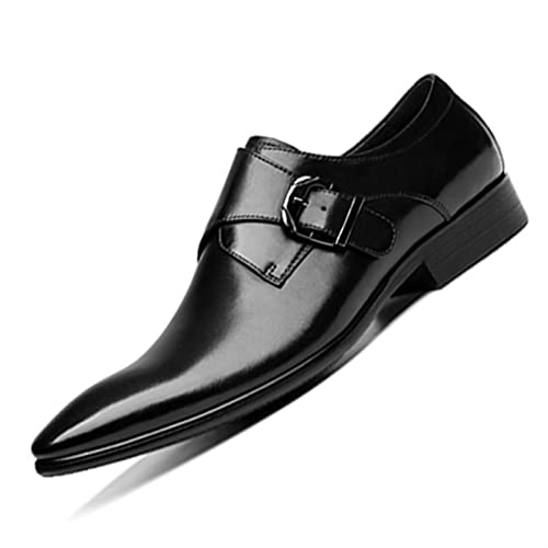 Formal Shoes Dress Oxford for Men Slip On Monk Strap Burnished Toe PU Leather Rubber Sole Anti-Slip Non Slip Working