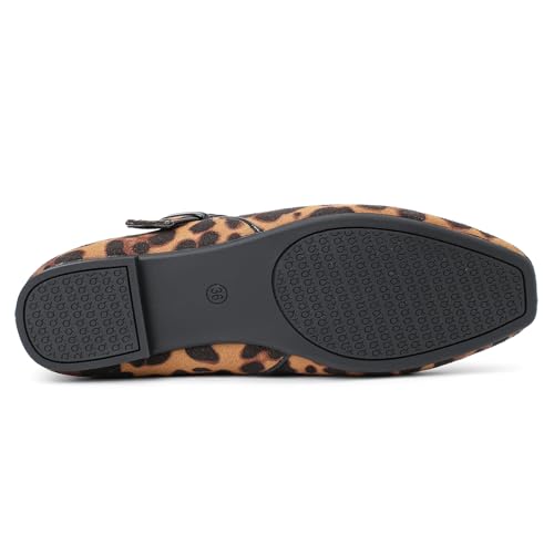 Hxlber Flats for Women Mary Jane Square Toe Ballet Flat Shoes Ankle Strap Dressy Comfortable Slip on Formal Dress Flat Shoes4