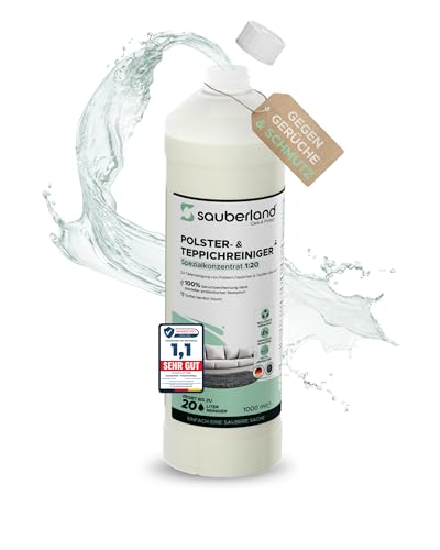 sauberland® 1L Waschsauger Polsterreiniger Konzentrat – Reinigung Polster & Auto – Reinigungsmittel Nasssauger – Couch Reiniger Polstermöbel, Teppichreiniger – Textilreiniger Sofa, Autositze