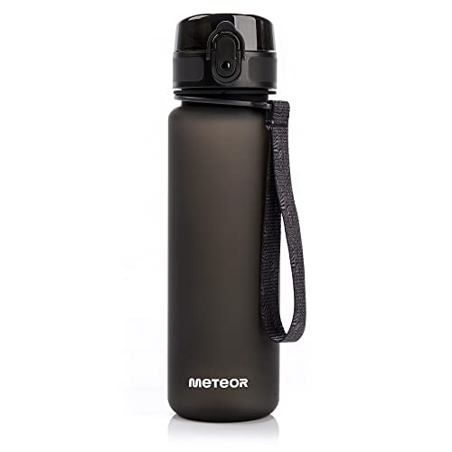 meteor Trinkflasche Kinder auslaufsicher 500 ml Tritan BPA-frei Schwarz – Ansicht 1