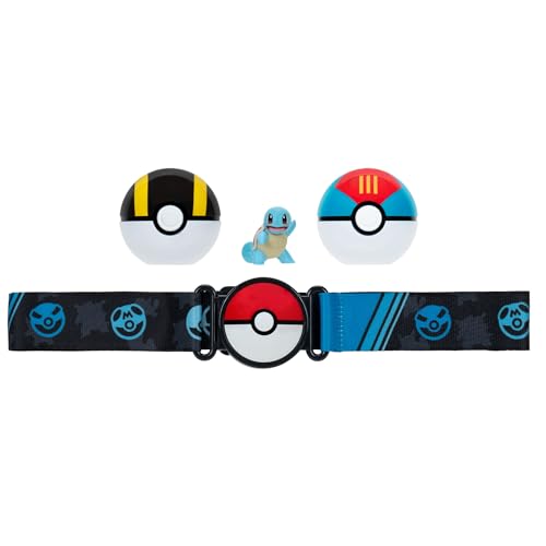 Image of Jazwares Pokemon Squirtle Clip 'N' Go Belt Set - 2-Inch Squirtle Battle Figure with Clip 'N' Go Belt Plus Ultra and Lure Ball Accessories | Includes theme belt and 2-inch squirtile battle figure with Ultra Ball and Lure Ball accessories