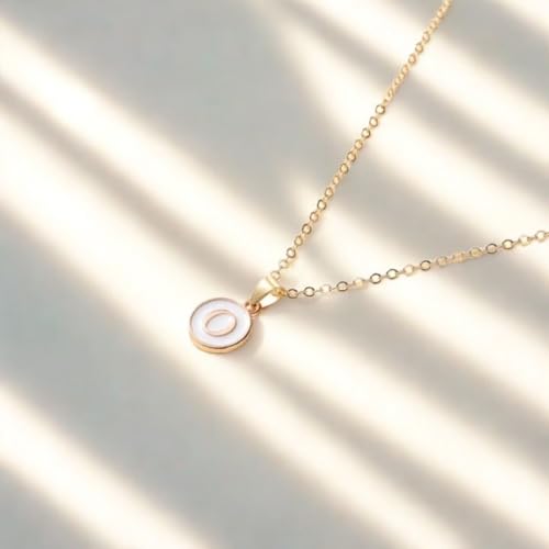 Image of Giftana Alphabet Locket with Chain, White Enamel Letter A-Z Pendant Necklace for Girls, Personalized Initial Name Gold Plated Pendant Necklace Gift for Girlfriend, Valentines Day Gifts for Woman