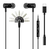 【Type-C変換アダプター付き】世界初Smart Swing 有線イヤホン｜180度回転スイングプラグで断線防止｜通話 音楽対応｜マイク&リモコン付き｜iPhone Android PC対応｜シャドウマッドブラック｜SY-SPTC002MBK (カナル, 変換AD)