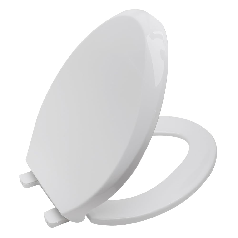 Premium Elongated Toilet Seat with Cover Quiet Close, Quick Release, Easy Installation Never Loosen Hinge, Slow Close Toilet Seat and Cover, Easy Cleaning-White Color (Elongated)