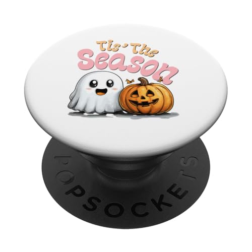Tis' the Season Cute Halloween Ghost Pumpkin Men Women PopSockets PopGrip Interchangeable