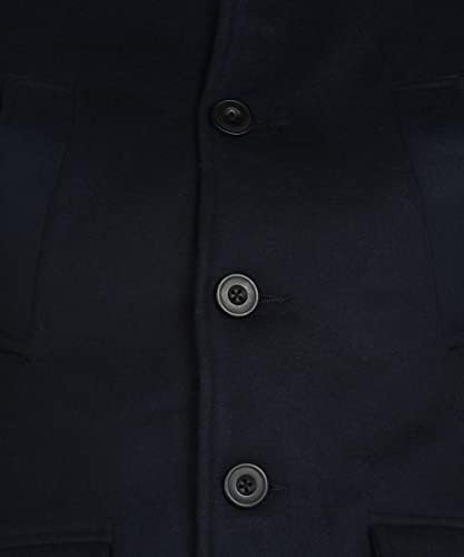 Image of Men's Black Trench Coat Regular Fit Notch Lapel Single Breasted Top Coat Winter Warm Woolen Tweed Business Semi Long Jacket Overcoat