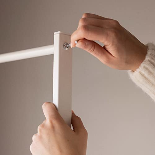 Newlux - Kleiderständer bis 24kg Hangy One 20, mit Schuhregal, Garderobenständer aus Metall mit hoher Stabilität, Einfache Montage, Kratzfester Boden | kompaktes Design | 50 x 40 x 160 cm | Weiß