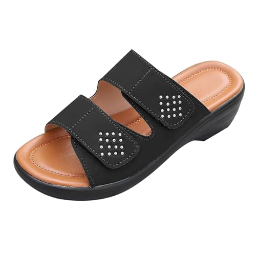Sandales compensées femme contre la fatigue des pieds avec semelle antidérapante