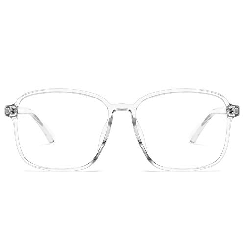 Oversized Blue Light Blocking Glasses for Women Men Square Eyeglasses Frame TR90 Computer Game Glasses