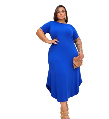 Vestidos Evangélicos Plus Size Transpassado Tubinho Social (BR, Numérico, 60, Plus Size, Regular, Az