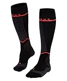 FALKE Damen Skisocken SK Energizing Wool, Wolle, 1 Paar, Schwarz (Black-Neon Red 3178), 39-42 W2