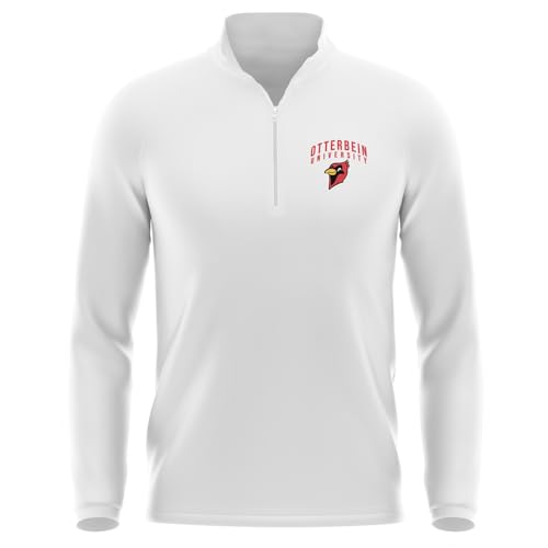 Otterbein University Men's 1/4 Zip Pullover Left Chest Logo, White, XL