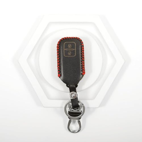 Image of Leather Smart Car Key Cover Case with Metal Hook Keychain for Maruti Suzuki Swift,Baleno,XL6,New Dzire,New Ertiga,New Brezza 2022,Grand Vitara (Black)