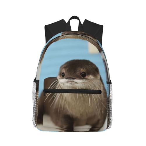 Sac à dos de voyage polyvalent noir imprimé loutre pour adulte et enfant