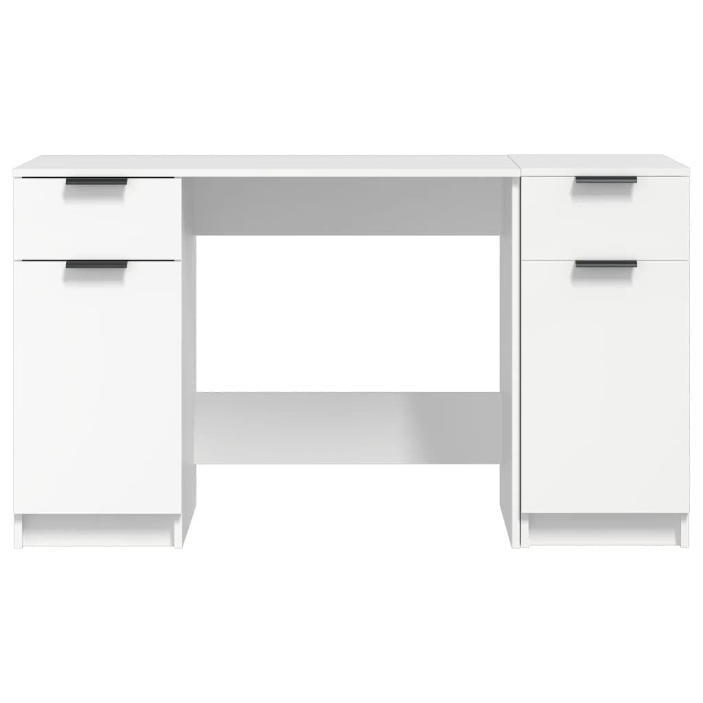 Scrivania bianca con mensola, in legno, 100 x 50 x 75 cm, materiale resistente, molto spazio, design moderno per ufficio e studio