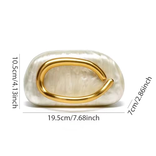 Image of Women Evening Clutch Purse Metal Handle Acrylic Purse Unique Shoulder Bag Causal Handbags for Bride Party Wedding