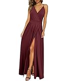 Newshows Womens' 2023 Homecoming Summer V Neck Spaghetti Strap Sleeveless Casual Boho Long Maxi Dress Trendy(Dark red, X-Large)