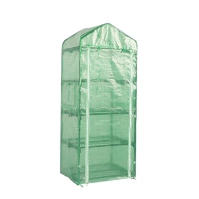 Oneness Mini 4-Tier Greenhouse, Indoor and Outdoor Reusable Portable Warm House with Green PVC Cover and Metal Shelf for Seeding in All Season, 29.5”W x 19.7”D x 62.2”H