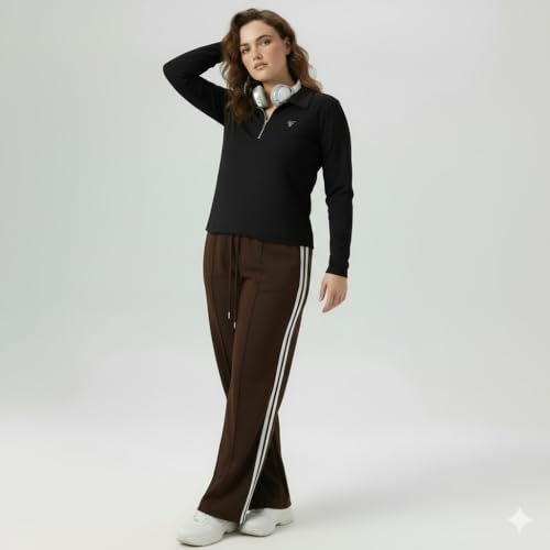 Image of Women's Top & Jogger Set | Stylish Co-Ord Set for Women |Top & High Waist Jogger Pants Set for Ladies | Stretchable Cotton Gym Wear, Activewear & Loungewear Tracksuit|women top jogger set