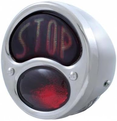 United Pacific STOP Script 12V Tail Light w/SS Housing For 1928-31 Ford Model A - L/H