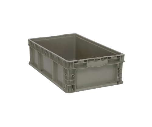 Quantum RSO2415-7 Stacker Straight Wall Container, 24"L x 15"W x 7-1/2"H, Up to 175 Lbs. Stack Capacity, Polyethylene, Gray