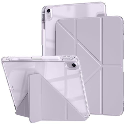 Newbillion Funda para iPad Air 13 Pulgadas M3/M2 (2025/2024), Protectora Ligero Transparente Trasera con Soporte para Lápiz, 6 en 1 Ángulos de Visión Múltiples, Soporte con Pencil Pro/USB-C