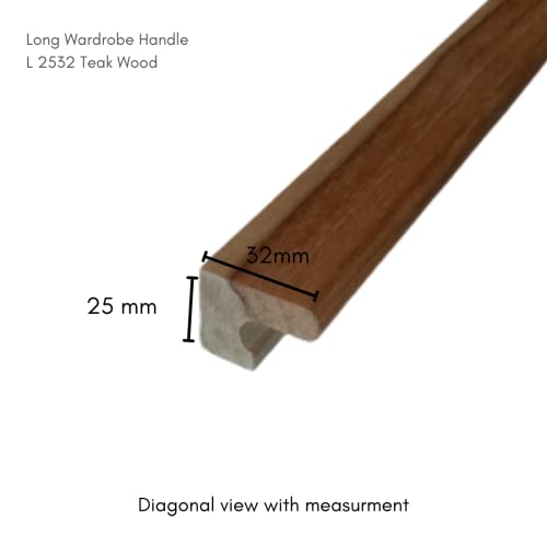 Image of Long Wardrobe Pull Handle 2532 Teak Wood (4 Inch)