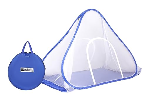 Image of Space Saver Foldable Mosquito Net Light Weight High Durability Strong and Durable Tent Shape Mosquito Machardani for Single Bed (7x3 ft) - Blue [Adjustable on All Single beds]