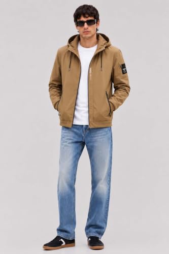 Image of Lymio Men's Hooded Casual Jacket | Lightweight Polyester Windcheater Zip-Up Hooded Outdoor Jacket (1-J-7-9)