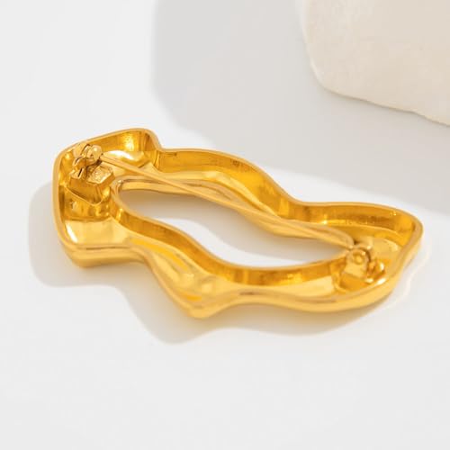 Grande broche dorée de créateur au design géométrique asymétrique - 6