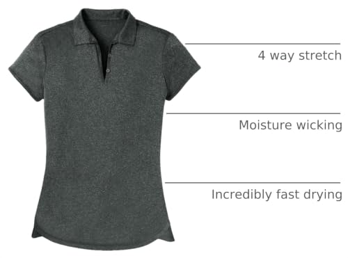 Image of Women's Golf Polo Shirts Short Sleeve Athletic Sports Top - Moisture Wicking, Collared, Lightweight Tee