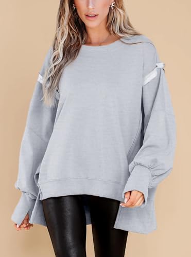 Image of BWQ Womens Oversized Sweatshirt Crewneck Long Sleeve Shirts Pullover Sweatshirts S-2XL