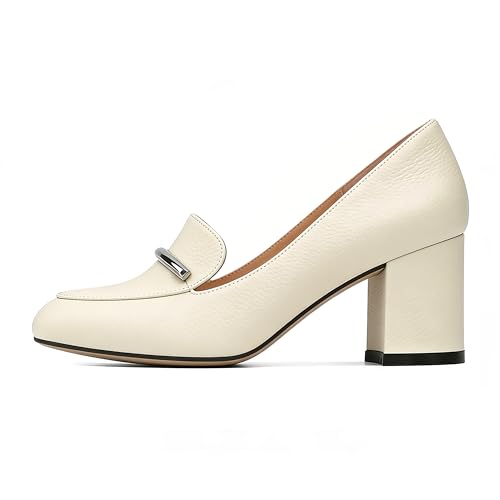 Image of Eldof Women's Pumps Block Heel Round Toe Slip On Chunky Loafer Heel Dress Shoes Pumps for Women 2.5 Inches
