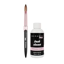 MakarttPro Kolinsky Acrylic Nail Brush and Brush Cleaner Bundle Size #12, Professional Acrylic Brush with Durable Resistant Handle and Acetone-Free Cleaner for Smooth Application and Long Brush Life