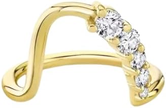 icedout1 Ct Round Cut Diamond Curve Wave Band Wedding Stacking Promise Ring For Women 14K Gold Plated Stackable Engagement Ring 925 Sterling Silver Handmade Customized Anniversary Ring